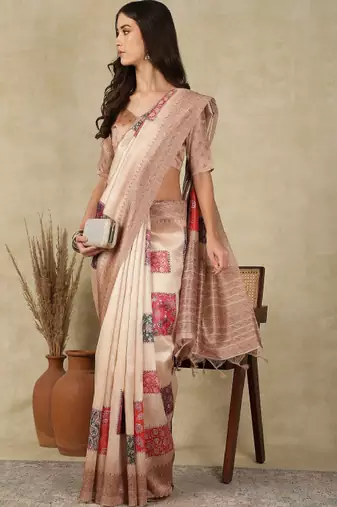 Woven design daily wear saree with matching blouse