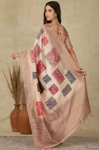 Woven design daily wear saree with matching blouse