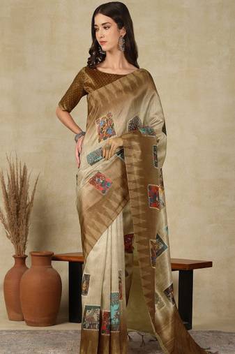 Women ethnic motifs  kasavu saree