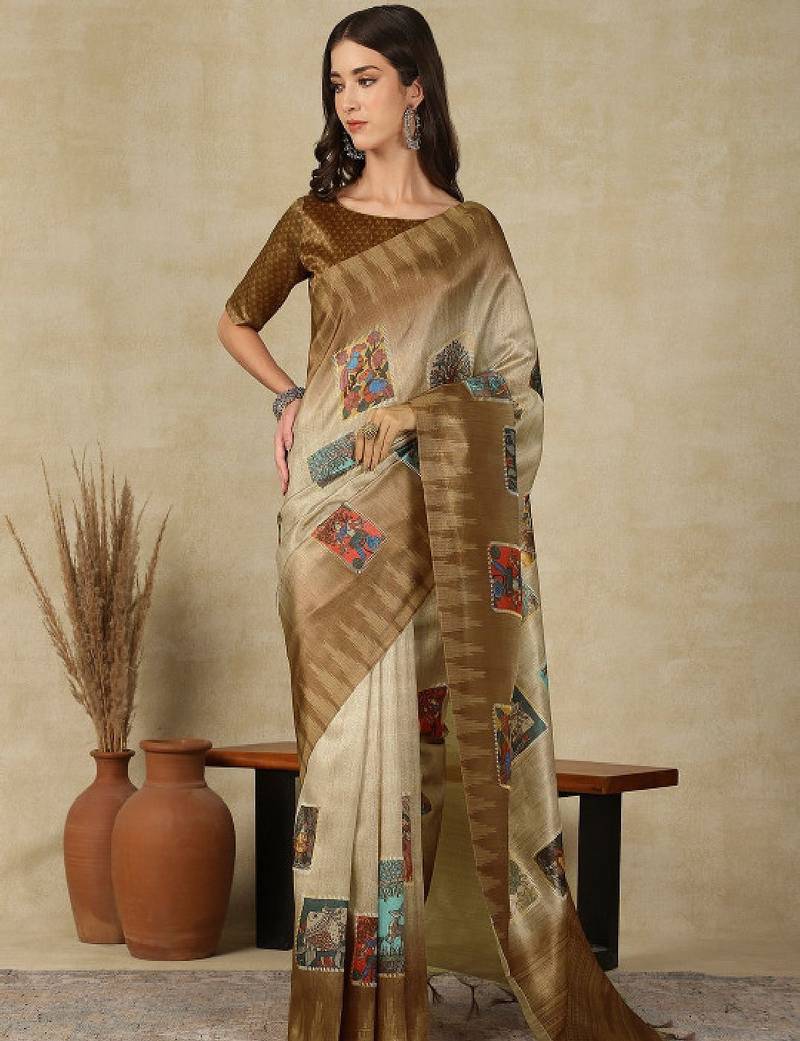 Women ethnic motifs  kasavu saree
