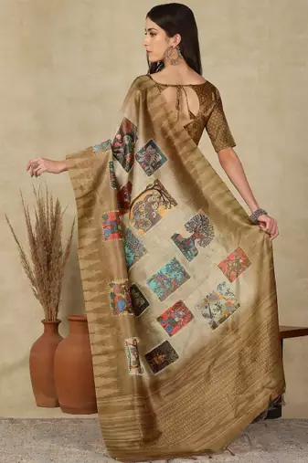 Women ethnic motifs  kasavu saree