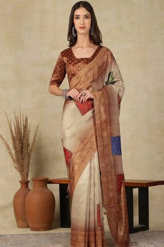 Ethnic motifs kasavu saree