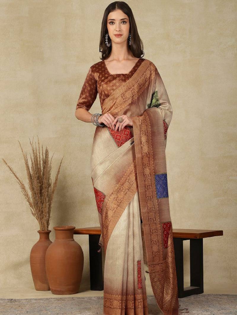 Ethnic motifs kasavu saree