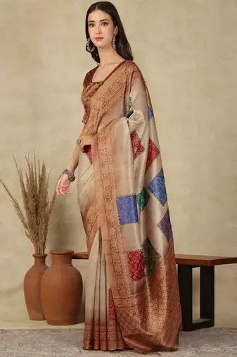 Ethnic motifs kasavu saree