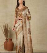 Ethnic motifs woven design silk cotton kasavu saree