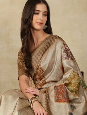 Ethnic motifs woven design silk cotton kasavu saree 4