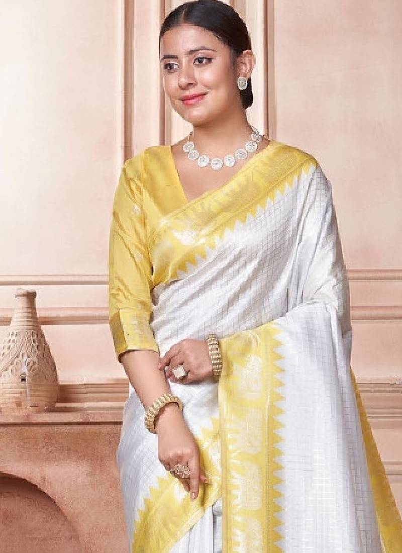 Checked zari kanjeevaram saree