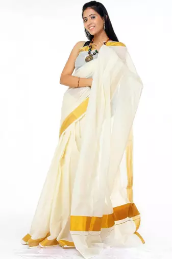 Zari pure cotton kasavu saree