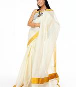 Zari pure cotton kasavu saree
