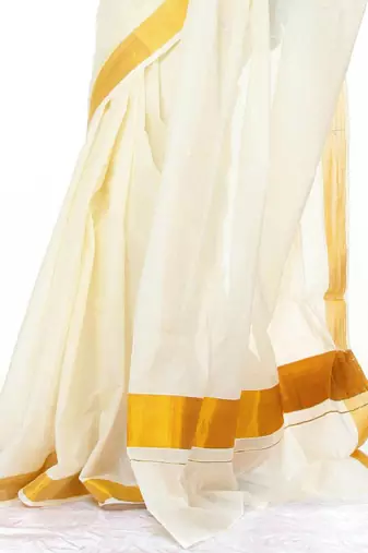 Zari pure cotton kasavu saree