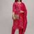 Pink Printed Indian Straight Cotton Salwar Kameez Kurti Pant Set for Women - Set of 3