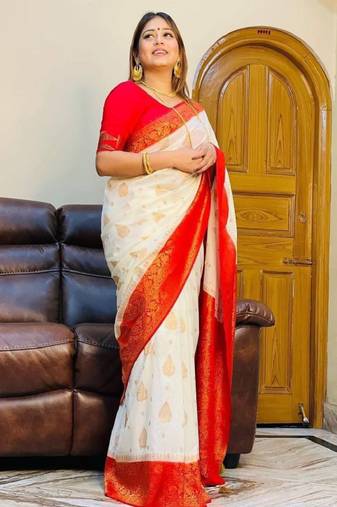 off white woven zari and ethnic motifs kanjeevaram saree