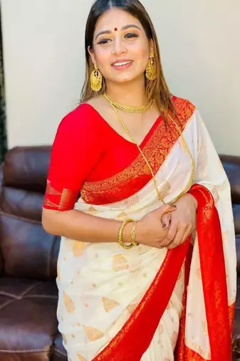 off white woven zari and ethnic motifs kanjeevaram saree