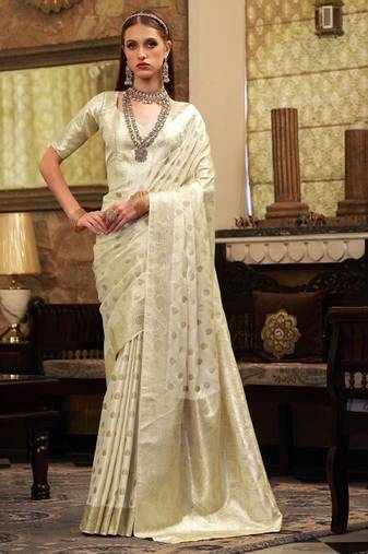 white woven zari and ethnic motifs kanjeevaram saree