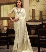 Ethnic motifs woven design zari kanjeevaram saree