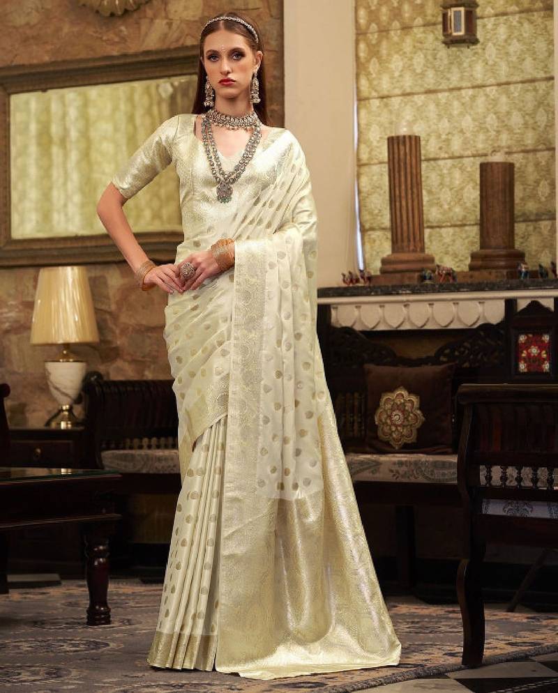 Ethnic motifs woven design zari kanjeevaram saree