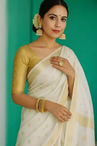 white woven zari kanjeevaram saree