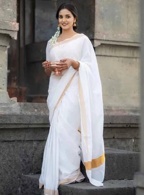 Silk cotton kasavu saree 1