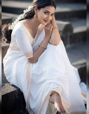 Silk cotton kasavu saree 2