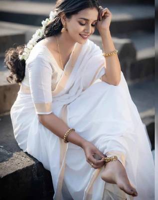 Silk cotton kasavu saree 3