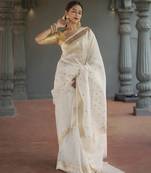 Woven design zari kasavu saree