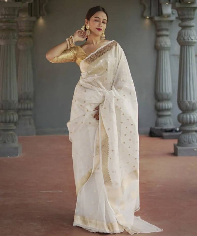 Woven design zari kasavu saree