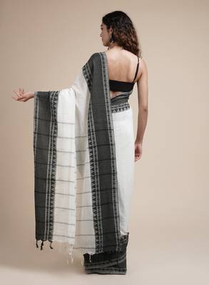 Woven design bordered pure cotton saree 4