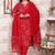 Red Printed Indian Straight Cotton Salwar Kameez Kurti Pant Set for Women - Set of 3