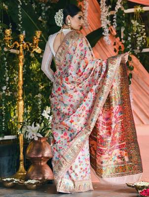 Floral printed zari art silk kanjeevaram saree 3