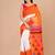 White & orange woven design pure cotton jamdani saree
