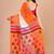 White & orange woven design pure cotton jamdani saree