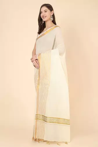 Zari pure cotton kasavu saree