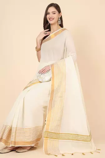 Zari pure cotton kasavu saree