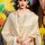 Cream-coloured & gold-toned woven design zari silk blend kanjeevaram saree
