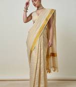 Checked zari tissue kasavu saree