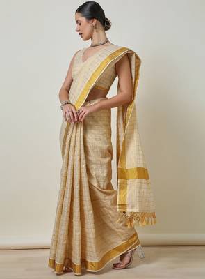 Checked zari tissue kasavu saree 2