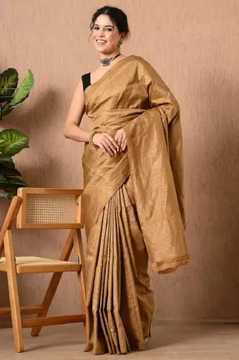 gold silk blend kanjeevaram saree