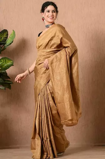 gold silk blend kanjeevaram saree