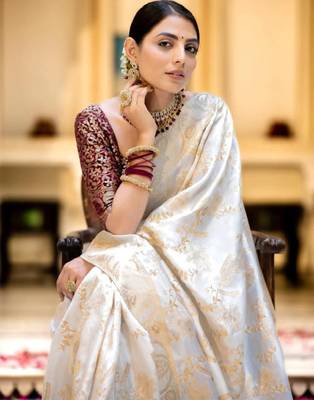 Ethnic motifs zari kanjeevaram saree 4