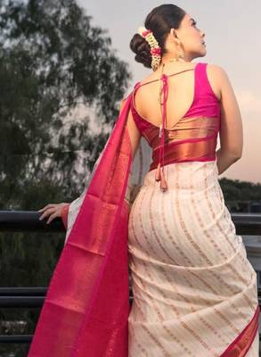Ethnic motifs zari art silk designer kanjeevaram zari saree 2