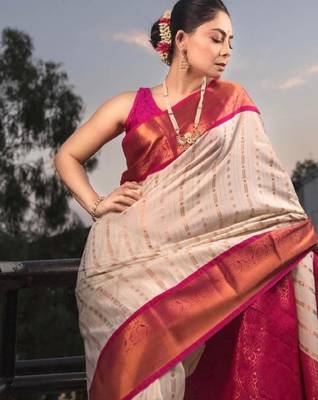 Ethnic motifs zari art silk designer kanjeevaram zari saree 3