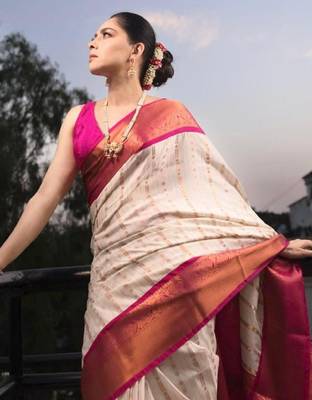 Ethnic motifs zari art silk designer kanjeevaram zari saree 4