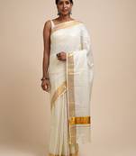 Striped zari cotton kasavu saree