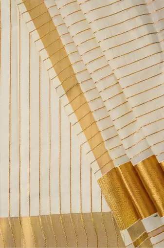 Striped zari cotton kasavu saree