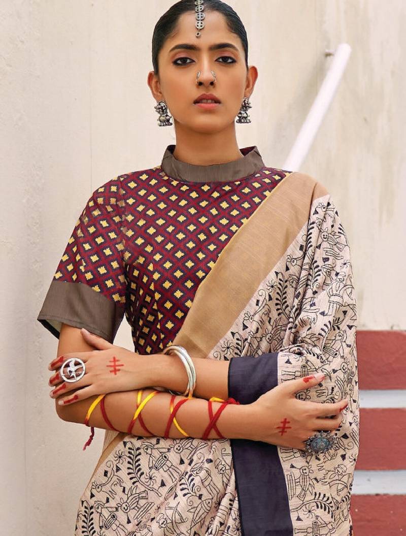 Warli printed bagh sarees