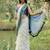 White color cotton zari saree