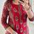 Paisley Floral Print Red Indian Straight Salwar Kameez Kurti Pant Dupatta Set for Women