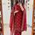 Paisley Floral Print Red Indian Straight Salwar Kameez Kurti Pant Dupatta Set for Women