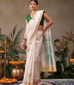 Floral printed kasavu saree