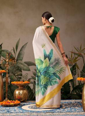 Floral printed kasavu saree 2